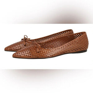 AUTH LUXURY PRADA FLATS SHOES 1F832 BROWN LEATHER US 8.5 EU 40